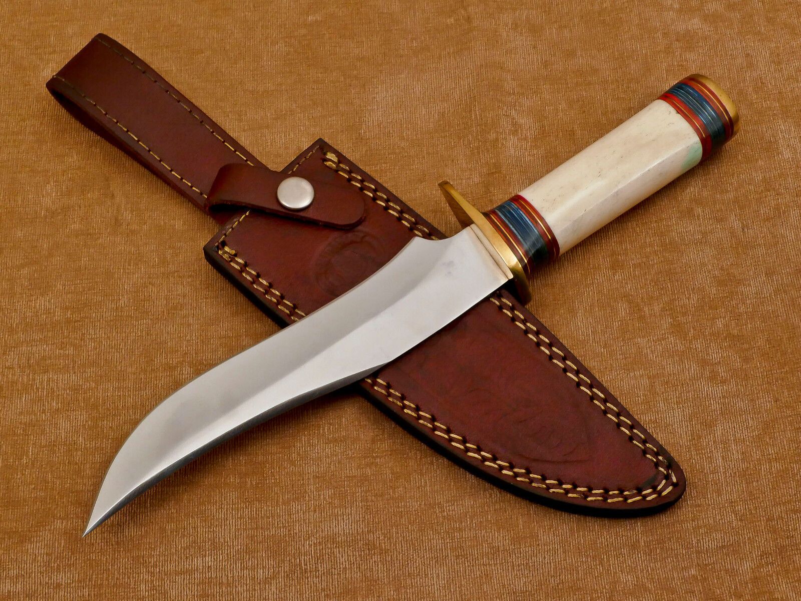 Handmade 13" D2 Steel Clip Point Bowie Knife Full Tang Hunting Knife Bone Handle