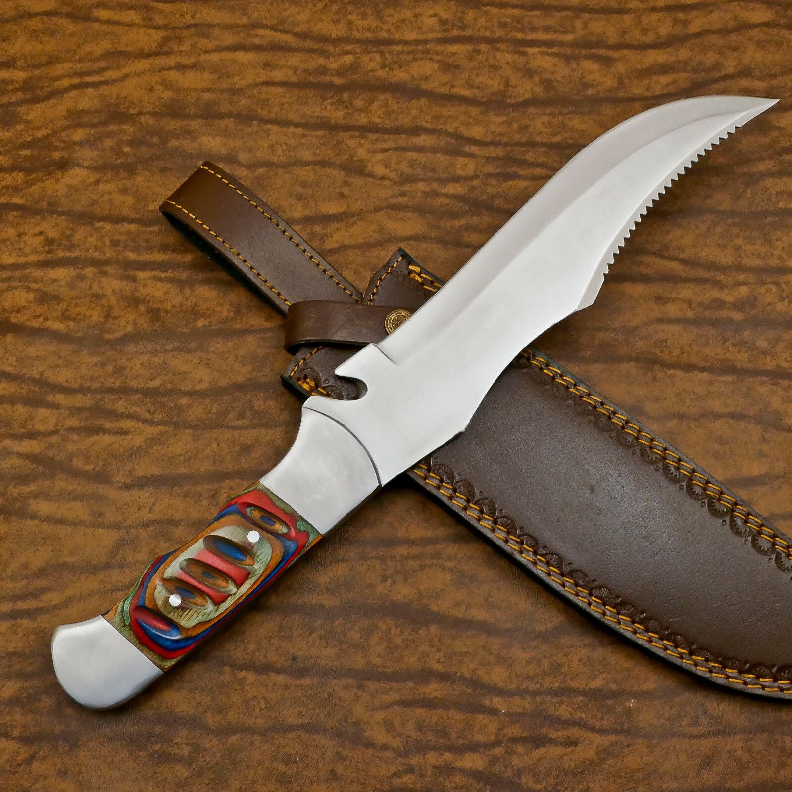 Handmade 13" D2 Steel Custom Bowie Knife Full Tang Bowie Knife With Wood Handle