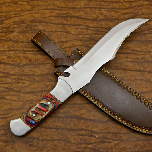 Handmade 13" D2 Steel Custom Bowie Knife Full Tang Bowie Knife With Wood Handle