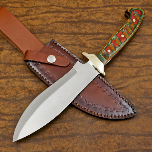 Handmade 13" D2 Steel Full Tang Bowie Knife  Best Bowie Knife With Pakkawood Handle