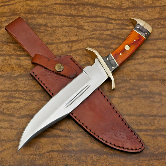 Handmade 13" D2 Steel Full Tang Bowie Knife Best Hunting Knife With Wood Handle