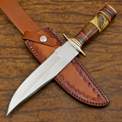 Handmade 13" D2 Steel Full Tang Bowie Knife Custom Bowie Knife With Bone Handle