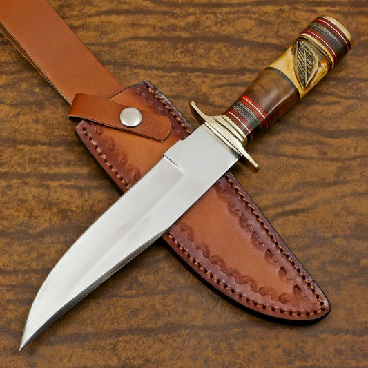 Handmade 13" D2 Steel Full Tang Bowie Knife Custom Bowie Knife With Bone Handle