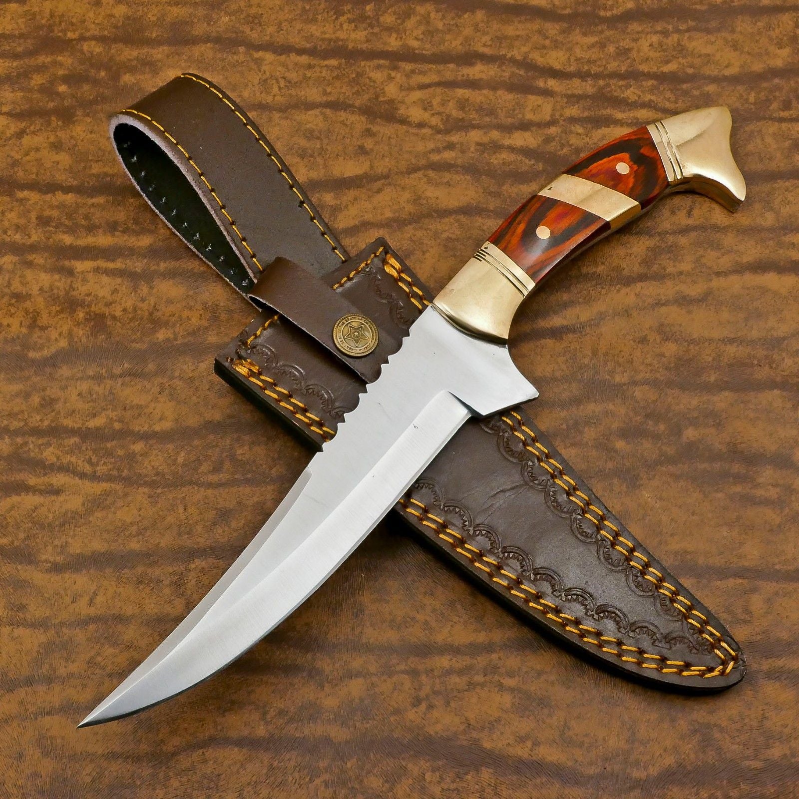Handmade 13" D2 Steel Full Tang Bowie Knife Custom Bowie Knife With Wood Handle