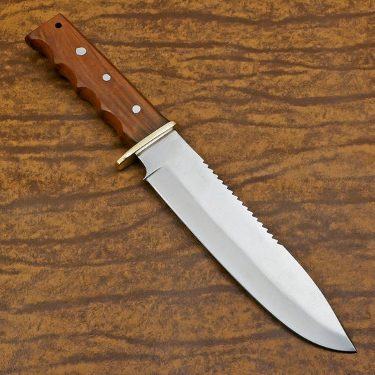 Handmade 13" D2 Steel Full Tang Bowie Knife Custom Bowie Knife With Wood Handle