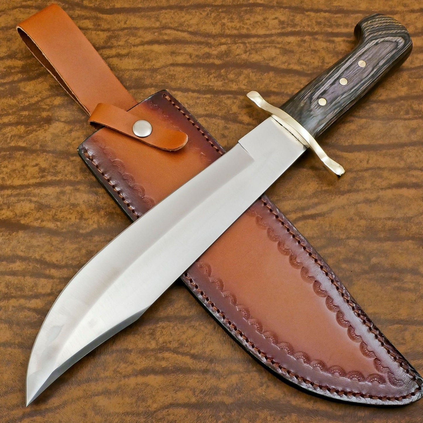 Handmade 14" D2 Steel Bowie Knife Full Tang Bowie Knife With Wood Handle