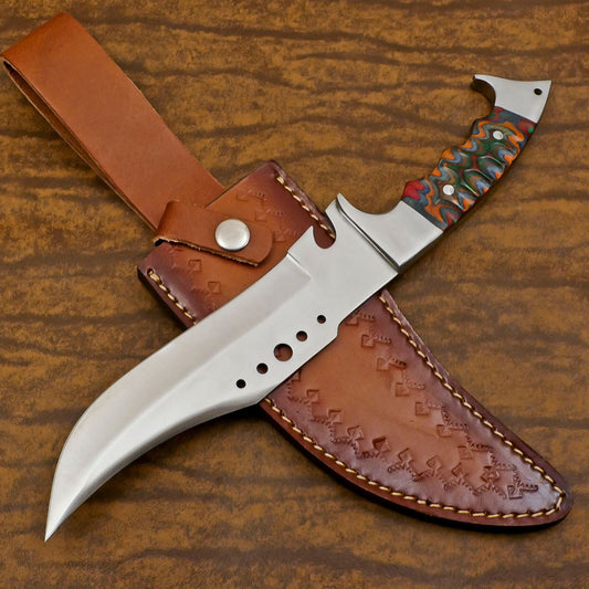 Handmade 14" Stainless Steel Bowie Knife Full Tang Bowie Knife With Pakkawood 