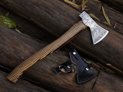 Handmade 18 Inch Viking Tomahawk Axe with Carbon Steel Axe and Ash Wood Handle