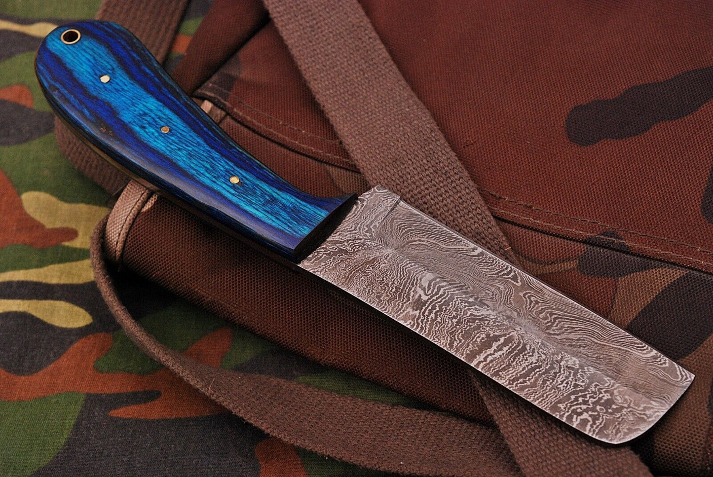 Handmade 8" Best Damascus Steel Bull Cutter Knife Custom Cowboy Bull Knife with Wood Handle