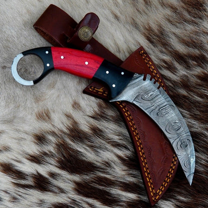Handmade 9” Damascus Karambit Knife Wood Handle Damascus Steel Karambit