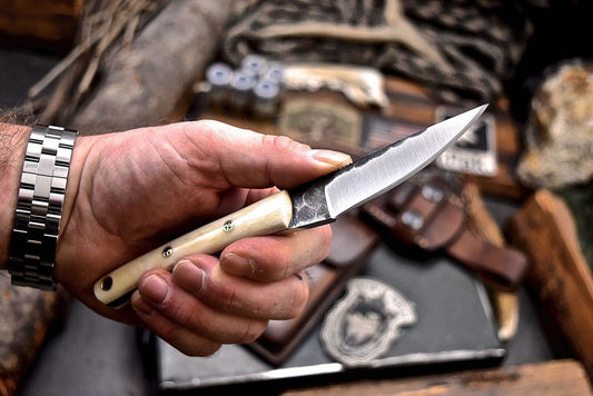 Handmade AUS-8 Steel Skinner Knife | Camel Bone Handle | Small Hunting & EDC Sport Mini Knife