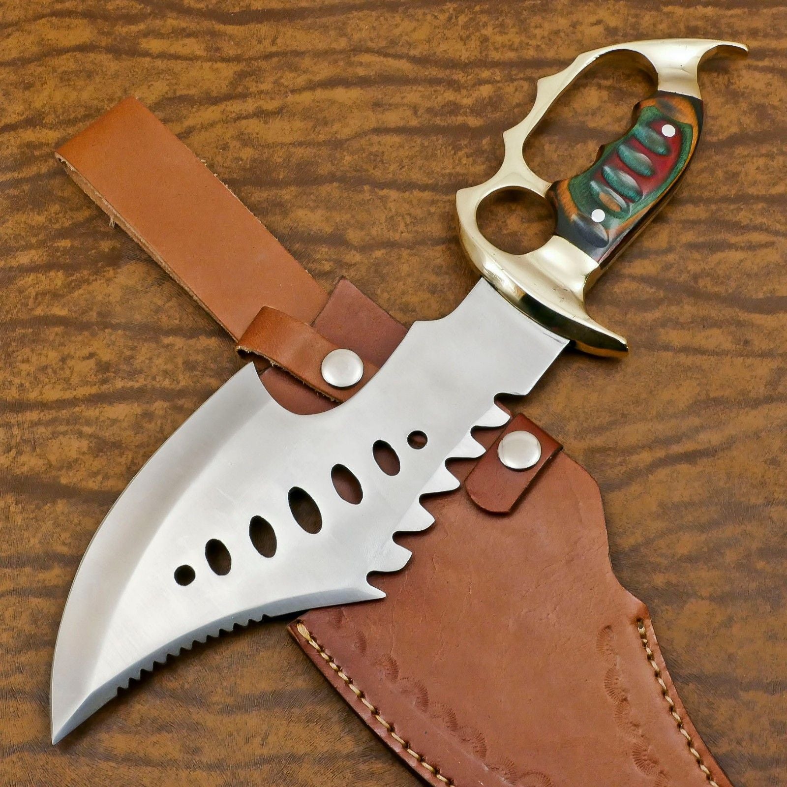  Handmade Best Bowie Knife 12"D2 Steel Full Tang Bowie Knife with Pakka Wood Handle