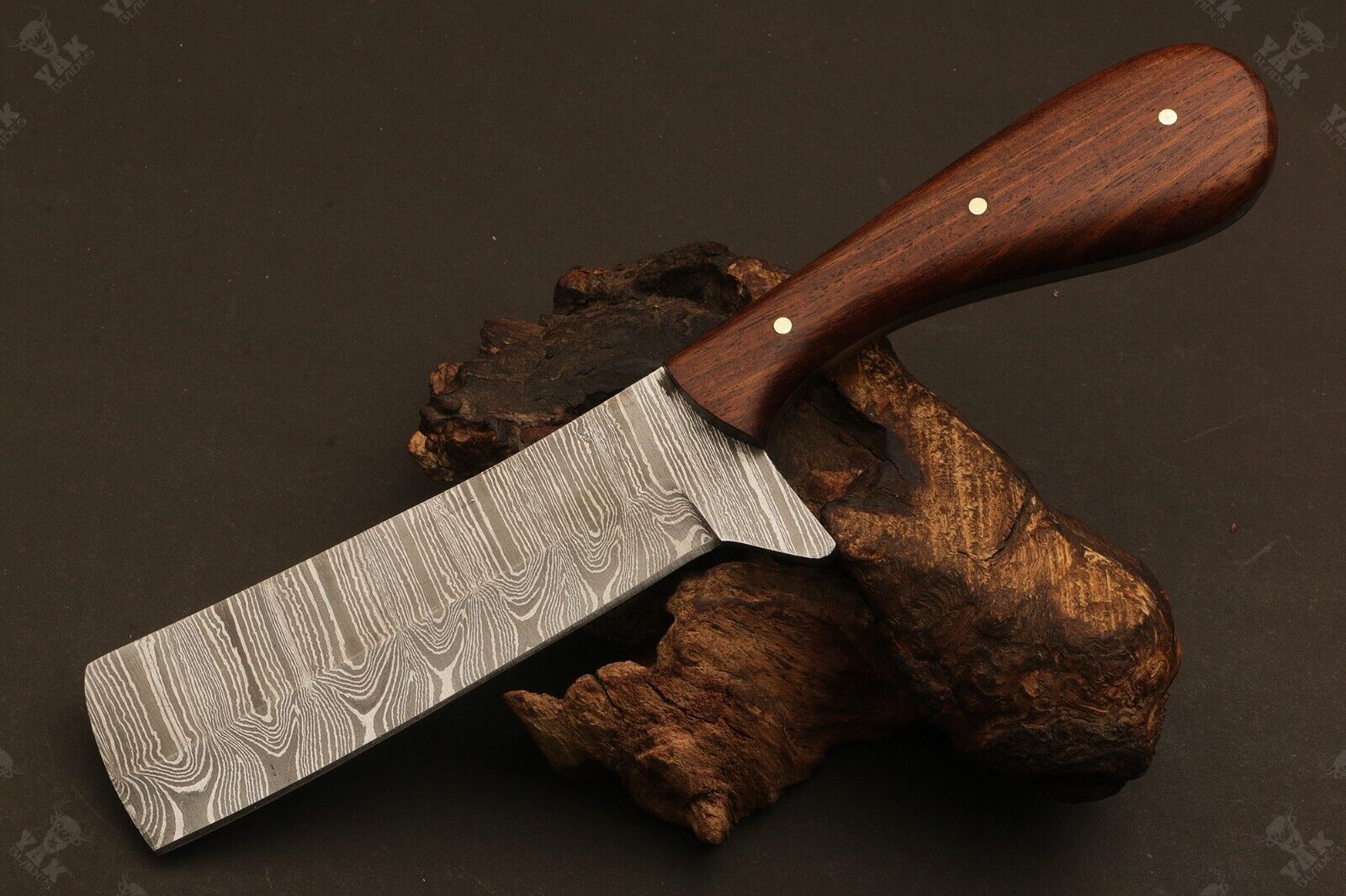 Handmade Best Damascus Steel Bull Cutter Knife Custom Cowboy Bull Knife with Wood Handle
