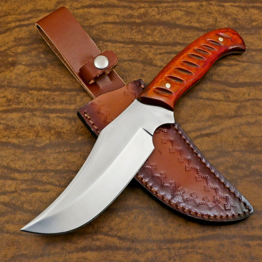 Handmade Best Hunting Knife 12" D2 Steel Full Tang Bowie Knife With Wood Handle