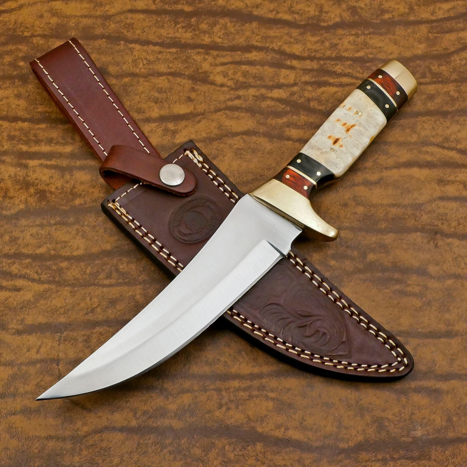Handmade Best Hunting Knife 13" D2 Steel Full Tang Bowie Knife  With Bone Handle