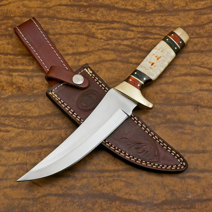 Handmade Best Hunting Knife 13" D2 Steel Full Tang Bowie Knife  With Bone Handle