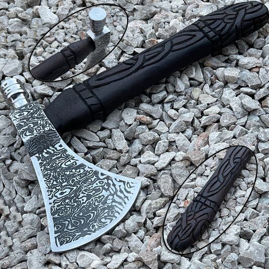Handmade Carbon Steel Viking Axe 12.5 Inch Ash Wood Handle