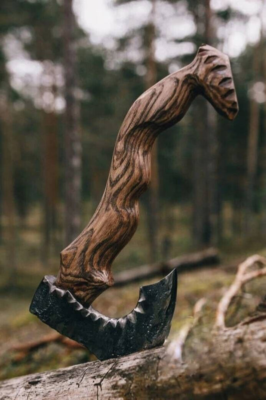 Handmade Carbon Steel Viking Axe for Hunting Camping and Outdoor Survival with Leather Sheath