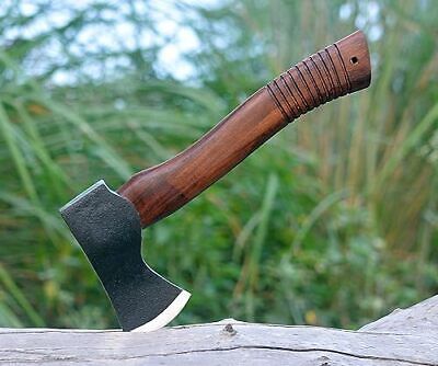 Handmade Carbon Steel Viking Bearded Camping Axe with Leather Sheath for Bushcraft and Outdoors