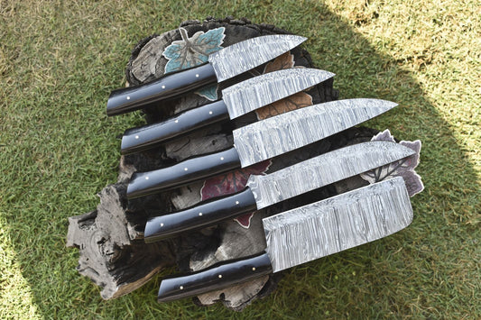 Handmade Chef Knife Set Twist Damascus Steel with Corian Handles – Lot of 5 Fishing & Unique Knives