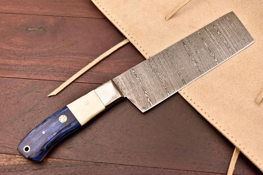 Handmade Cleaver Chopper Knife  Damascus Chef Knife with Wood Handle