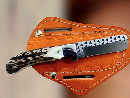 Handmade Cowboy Bull Cutter Knife With Hoof Rasp Steel And Stag Handle Best Bull Cutter Knife 