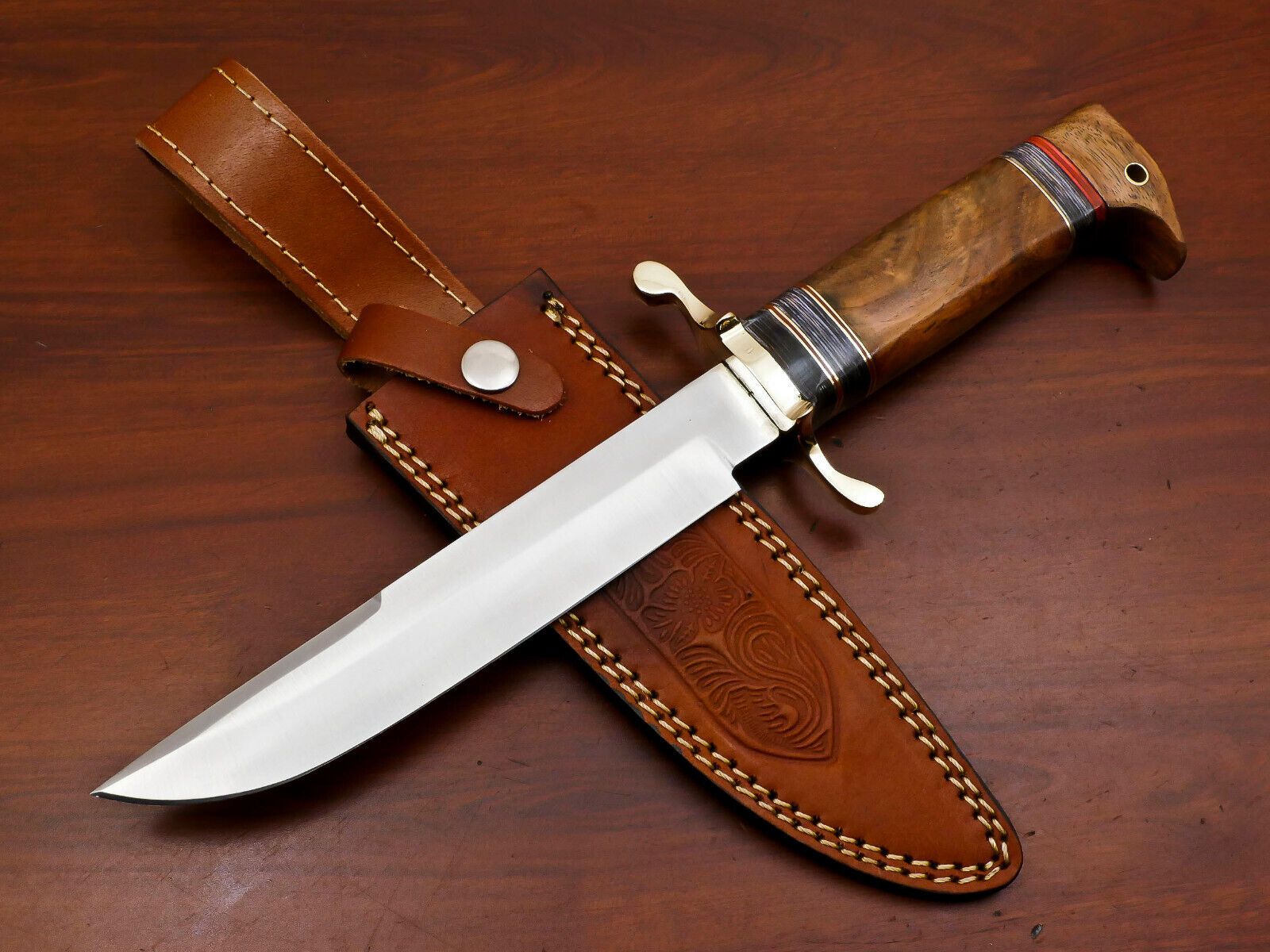 Handmade Custom Bowie Knife 13" D2 Steel Full Tang Bowie Knife With Wood Handle