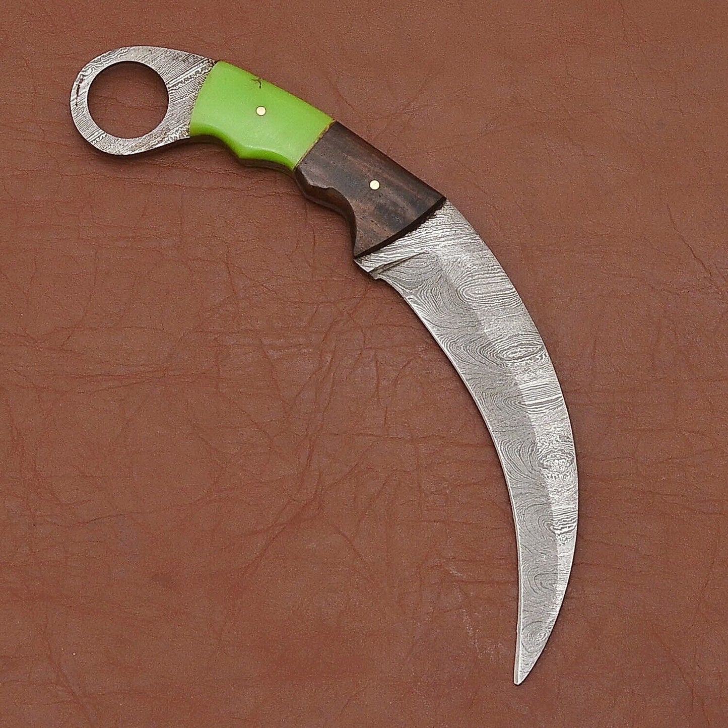 Handmade Custom Damascus Steel Karambit Knife Best Karambit With Wood and Resin Handle