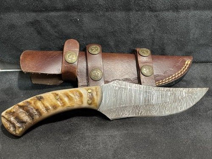 Handmade Custom Damascus Tracker Knife – Hardwood Handle, Survival Hunting Fixed Blade
