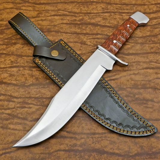 Handmade D2 Clip Point Bowie Hunting Knife Full Tang with Pakka Wood Handle