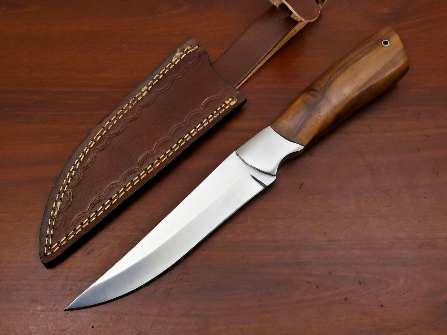 Handmade D2 Clip Point Bowie Knife | Fixed Blade Hunting & Survival Knife