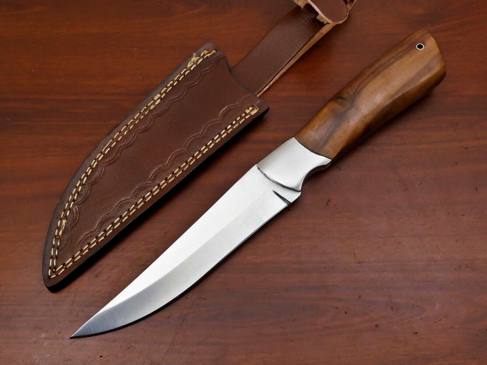 Handmade D2 Clip Point Bowie Knife | Fixed Blade Hunting & Survival Knife