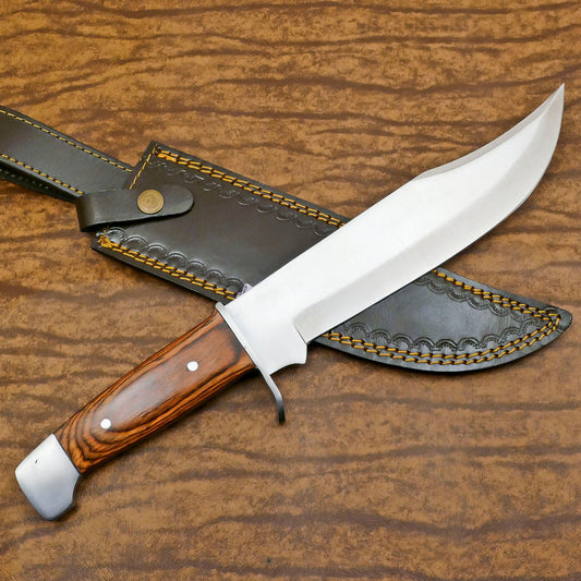 Handmade D2 Clip Point Full Tang Bowie Knife and Hunting Knife 12" With Pakka Wood Handle