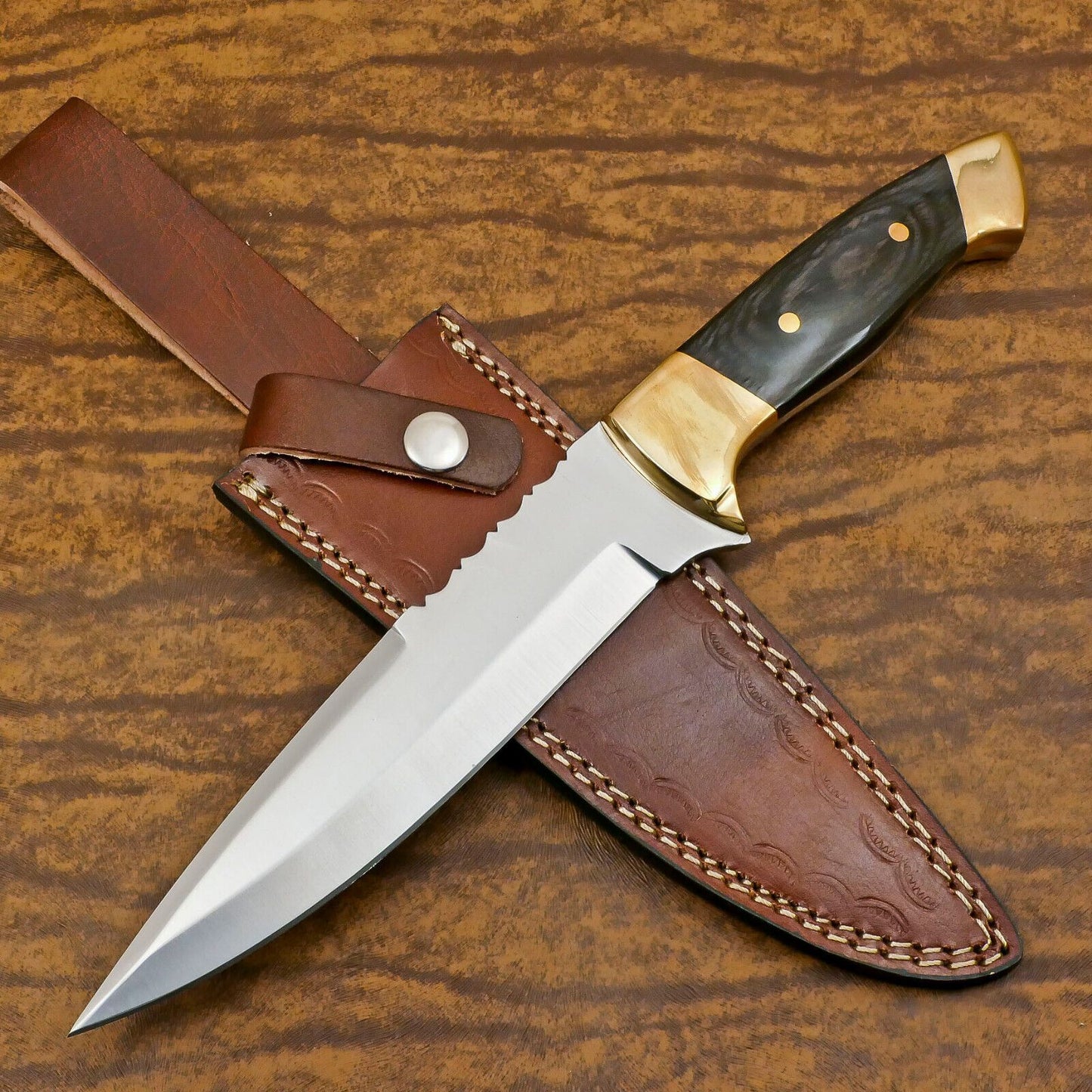 Handmade D2 Full Tang Bowie Hunting Knife  12" Pakka Wood Handle Best Bowie Knife 