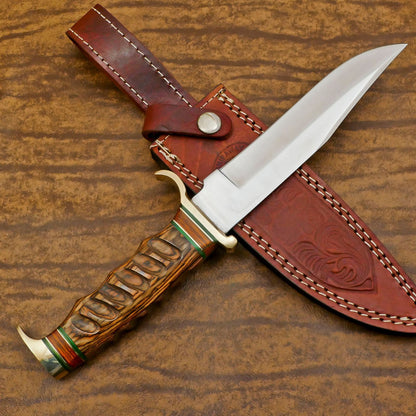 Handmade D2 Full Tang Bowie Knife 12" Best Hunting Knife with Pakka Wood Grip 