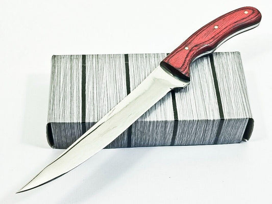 Handmade D2 Steel Best Fillet Knife Custom Fillet Knife Full Tang With Pakka Wood Handle