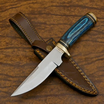 Handmade D2 Steel Bowie Hunting Knife | Outdoor Blade with Pakka Wood Handle 10"