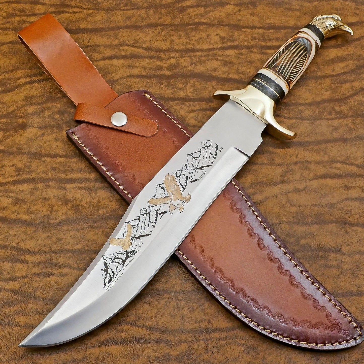 Handmade D2 Steel Bowie Knife 15"Full Tang Best Bowie Knife With Bone Handle