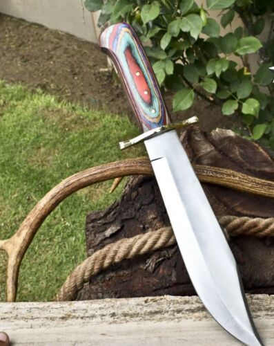 Handmade D2 Steel Bowie Knife | 16" Hunting & Survival Knife with Leather Sheath