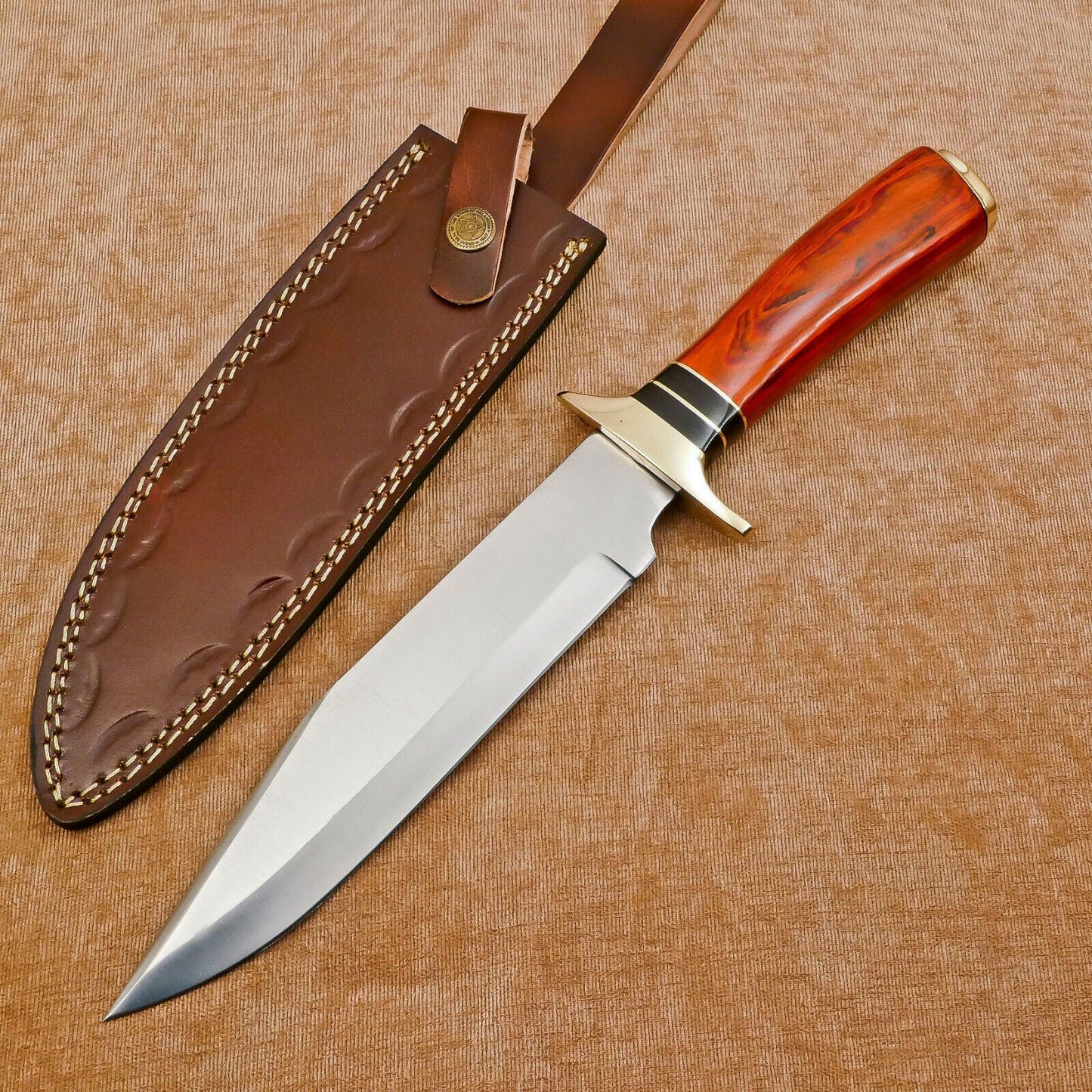 Handmade D2 Steel Bowie Knife | Fixed Blade Full Tang Hunting & Camping Knife 12"