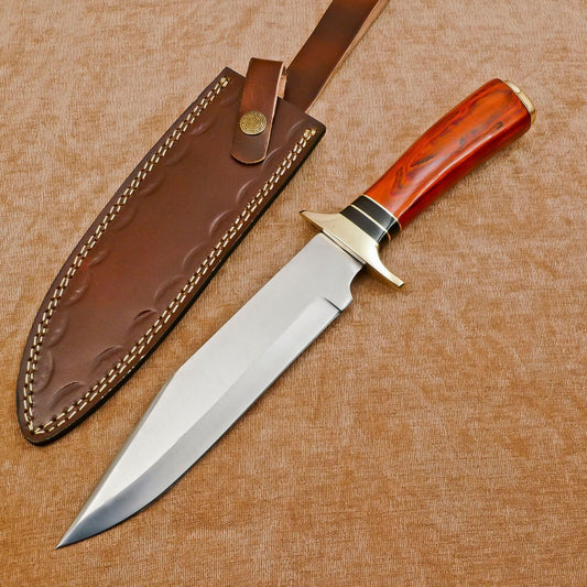 Handmade D2 Steel Bowie Knife | Fixed Blade Full Tang Hunting & Camping Knife 12"