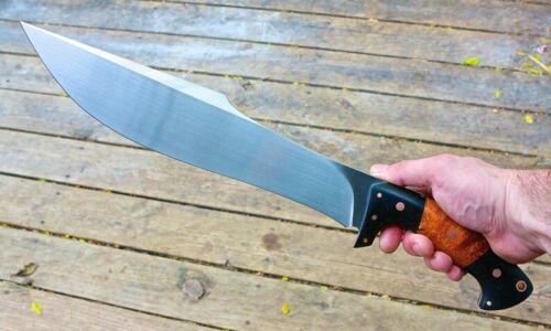 Handmade D2 Steel Bowie Knife | Full Tang Hunting Knife with Bone Handle & Leather Sheath