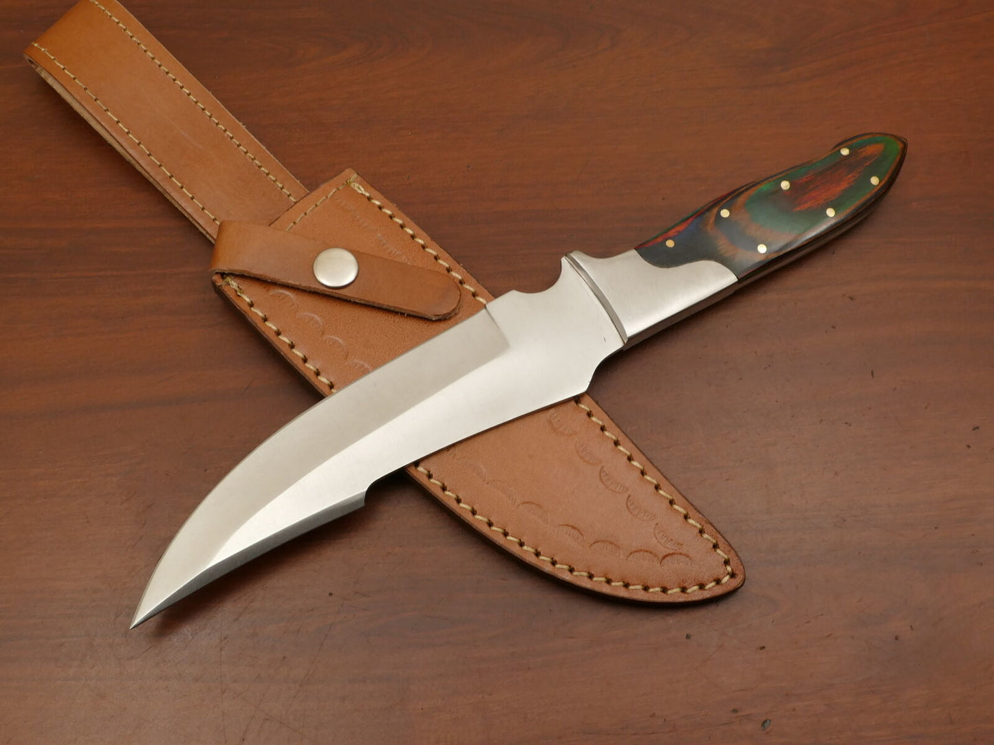 Handmade D2 Steel Bowie Knife Full Tang Tactical Bowie Knife with Hard Wood Handle