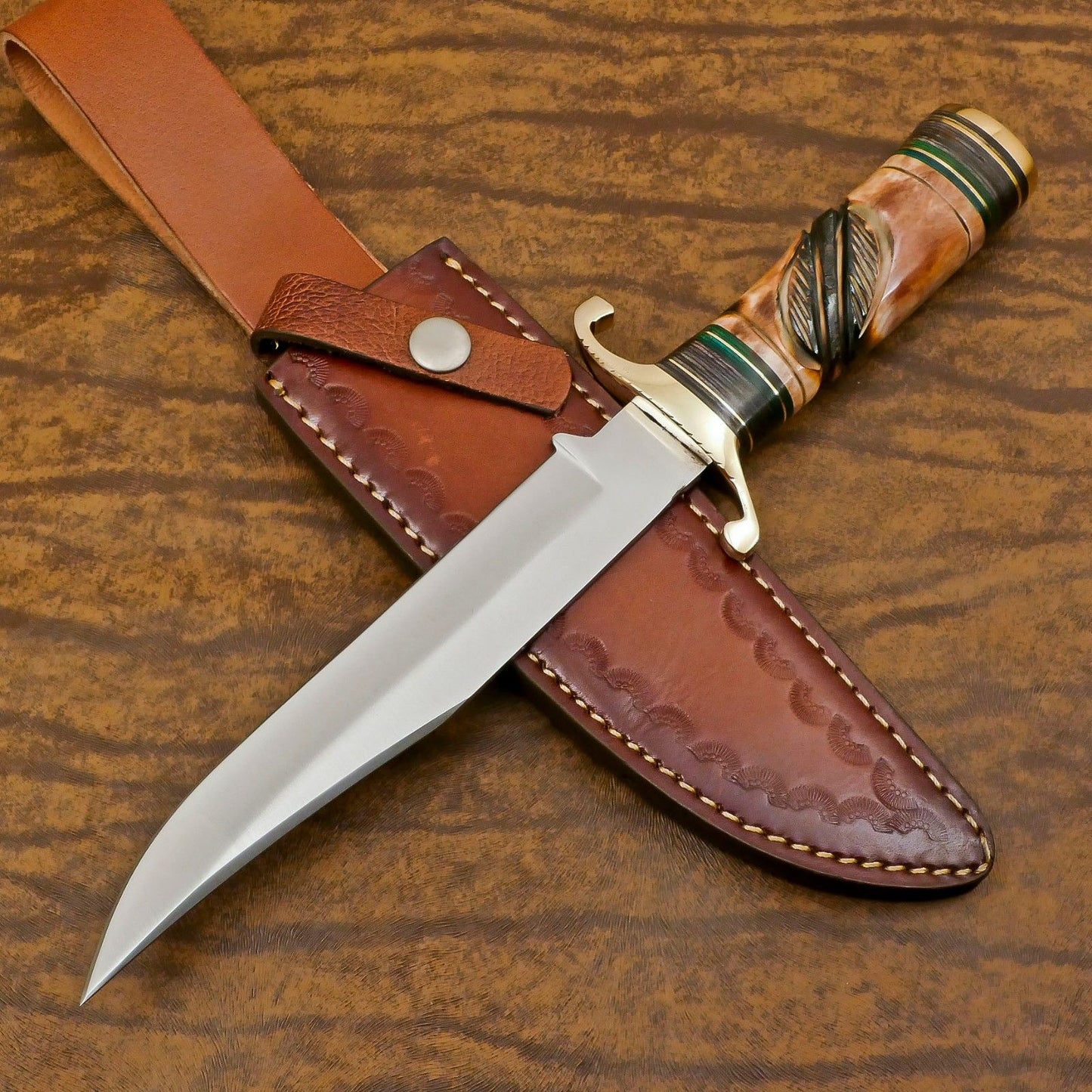 Custom Handmade D2 Steel Bowie Knife | Hunting & Outdoor Fixed Blade 12"
