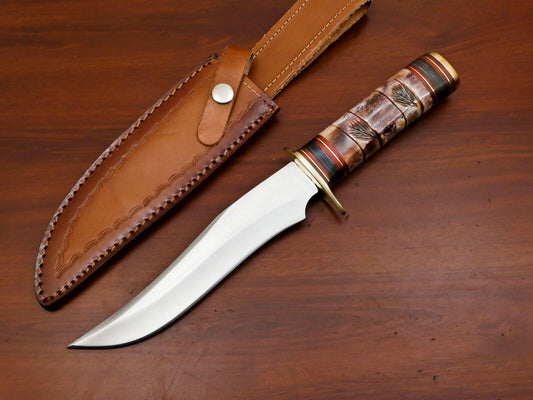 Handmade D2 Steel Clip Point Hunting Bowie Knife – 12 Inch Fixed Blade