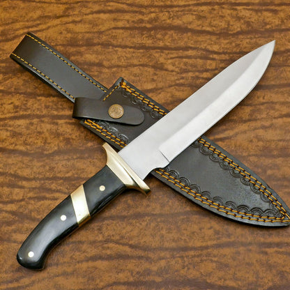 Handmade D2 Steel Drop Point Bowie EDC Hunting Knife with Pakka Wood Handle – 12 Inch Full Tang