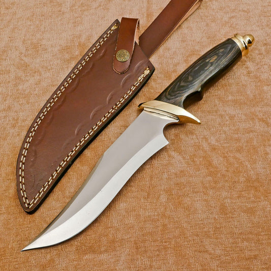 Handmade D2 Steel Fixed Blade Bowie Hunting & Camping Knife | Full Tang 12"