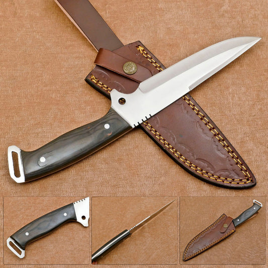 Handmade D2 Steel Full Tang Bowie Hunting Camping Knife – Custom Outdoor Survival Blade