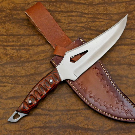 Handmade D2 Steel Full Tang Bowie Hunting Knife | 11" Pakka Wood Handle