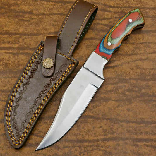 Handmade D2 Steel Full Tang Bowie Hunting Knife | Pakka Wood Handle 11"